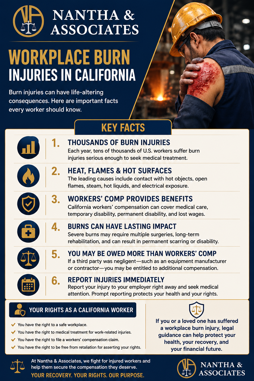 workplace burn injuries attorney infographic
