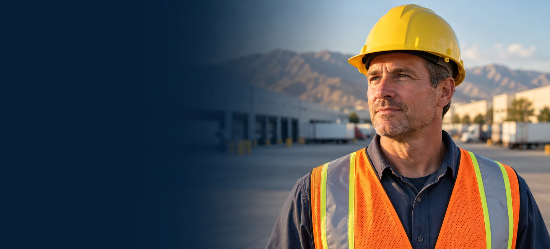 Warehouse worker outside a Southern California distribution facility
