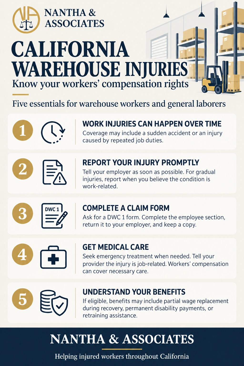 California warehouse workers compensation rights infographic